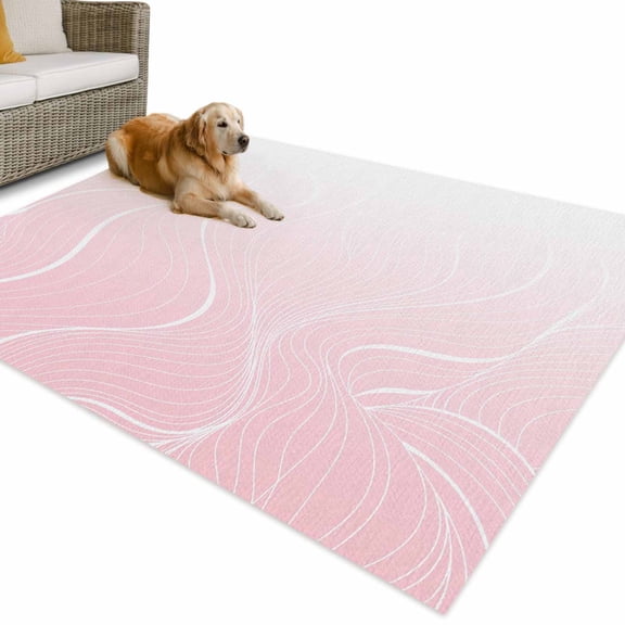 Outdoor Rug 4x6 ft Ombre Pink Stripes Waterproof Outdoor Patio Rug Mat Non Slip Outside Area Rugs Carpet for RV,Camping,Porch,Deck,Pool,Balcony,Backyard, Striped Lines Waves