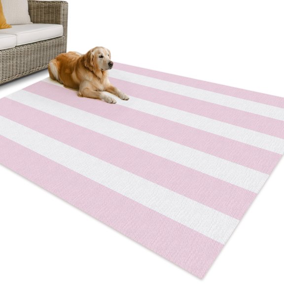 Outdoor Rug 4x6 ft Pink Striped Waterproof Outdoor Patio Rug Mat Non Slip Outside Area Rugs Carpet for RV,Camping,Porch,Deck,Pool,Balcony,Backyard, Classic Stripes Lines