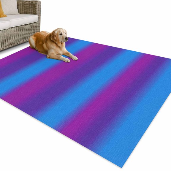 Outdoor Rug 4x6 ft Purple Blue Waterproof Outdoor Patio Rug Mat Non Slip Outside Area Rugs Carpet for RV,Camping,Porch,Deck,Pool,Balcony,Backyard, Gradient Color Stripe
