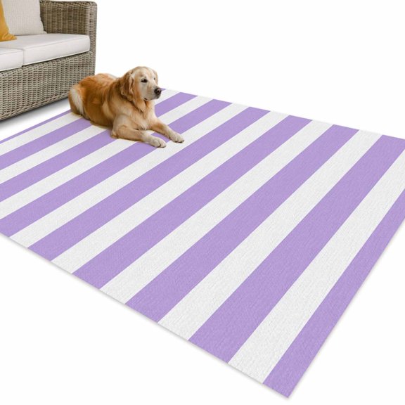 Outdoor Rug 4x6 ft Purple Stripes Waterproof Outdoor Patio Rug Mat Non Slip Outside Area Rugs Carpet for RV,Camping,Porch,Deck,Pool,Balcony,Backyard, Simple Style