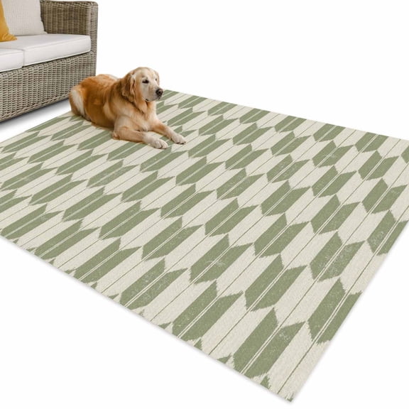 Outdoor Rug 4x6 ft Sage Arrow Patterns Waterproof Outdoor Patio Rug Mat Non Slip Outside Area Rugs Carpet for RV,Camping,Porch,Deck,Pool,Balcony,Backyard, Abstract Geometric Lines