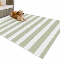Outdoor Rug 4x6 ft Sage Green White Geometric Stripes Waterproof Outdoor Patio Rug Mat Non Slip Outside Area Rugs Carpet for RV,Camping,Porch,Deck,Pool,Balconybackyard,Minimalist Modern Art