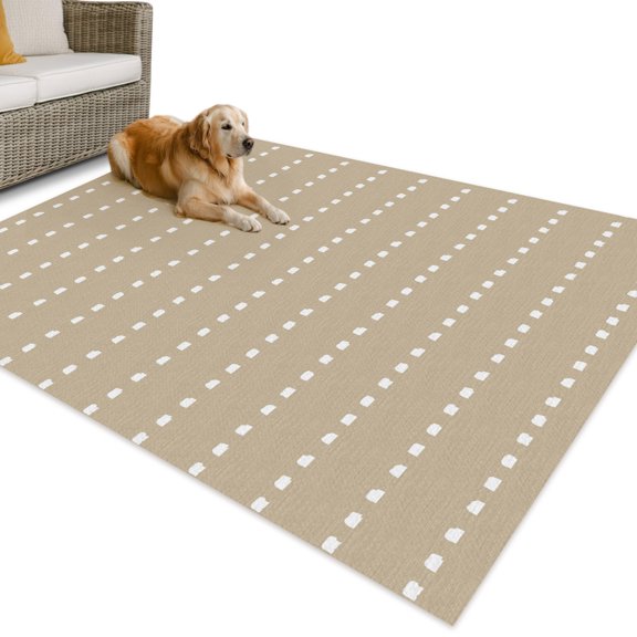 Outdoor Rug 4x6 ft Sand Dotted Lines Waterproof Outdoor Patio Rug Mat Non Slip Outside Area Rugs Carpet for RV,Camping,Porch,Deck,Pool,Balcony,Backyard, Modern Vertical Stripes