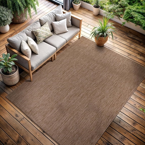 Outdoor Rug 5x7 Modern Area Rugs for Indoor and Outdoor Patios and Porches - Waterproof, Washable, Non-Shedding, Easy-to-Clean Outside Carpet (5 x 7, Solid - Jute)