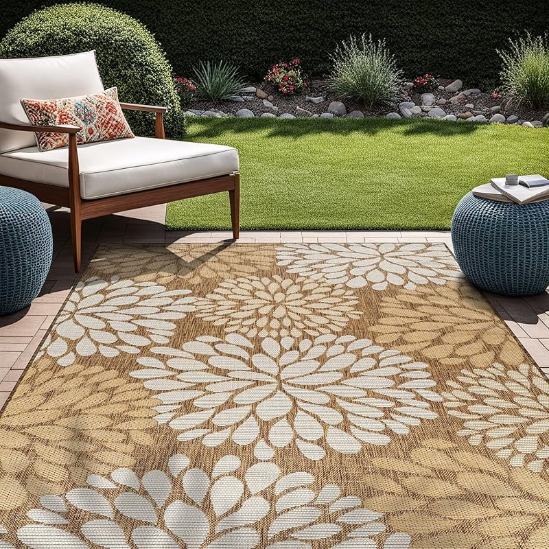 Outdoor Rug 5x7 Modern Exotic Tropical Leaf Area Rugs for Indoor and ...