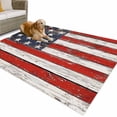 thumbnail image 1 of Outdoor Rug 5x7 ft 4th of July Waterproof Outdoor Patio Rug Mat Non Slip Outside Area Rugs Carpet for RV,Camping,Porch,Deck,Pool,Balconybackyard,Patriotic Wood American Flag Red White and Blue, 1 of 9