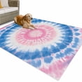 thumbnail image 1 of Outdoor Rug 5x7 ft Abstract Ethnic Tie Dye Waterproof Outdoor Patio Rug Mat Non Slip Outside Area Rugs Carpet for RV,Camping,Porch,Deck,Pool,Balconybackyard,Pink Blue, 1 of 9