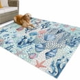thumbnail image 1 of Outdoor Rug 5x7 ft Blue Coastal Nautical Ocean Waterproof Outdoor Patio Rug Mat Non Slip Outside Area Rugs Carpet for RV,Camping,Porch,Deck,Pool,Balconybackyard,Seashell Starfish Seagrass, 1 of 9