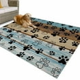 thumbnail image 1 of Outdoor Rug 5x7 ft Dog Claw Paw Print Waterproof Outdoor Patio Rug Mat Non Slip Outside Area Rugs Carpet for RV,Camping,Porch,Deck,Pool,Balconybackyard,Pet Blue Brown Farmhouses Wood, 1 of 9