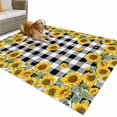 thumbnail image 1 of Outdoor Rug 5x7 ft Farmhouse Sunflowers Floral Print Waterproof Outdoor Patio Rug Mat Non Slip Outside Area Rugs Carpet for RV,Camping,Porch,Deck,Pool,Balconybackyard,Black And White Check Plaid, 1 of 9