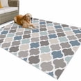 thumbnail image 1 of Outdoor Rug 5x7 ft Gray Blue Beige Abstract Quatrefoil Pattern Waterproof Outdoor Patio Rug Mat Non Slip Outside Area Rugs Carpet for RV,Camping,Porch,Deck,Pool,Balconybackyard,Geometric, 1 of 9