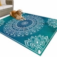 thumbnail image 1 of Outdoor Rug 5x7 ft Teal Blue Bohemian Waterproof Outdoor Patio Rug Mat Non Slip Outside Area Rugs Carpet for RV,Camping,Porch,Deck,Pool,Balconybackyard,Retro Man-dala Pattern White, 1 of 9