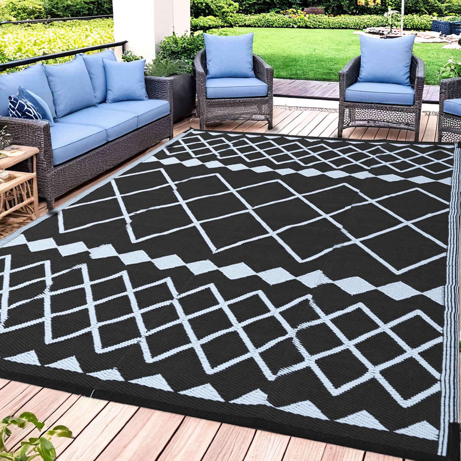 Walmart 5x8 Reversible Outdoor Rug for Patios, UV-Resistant Waterproof ...