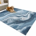 thumbnail image 1 of Outdoor Rug 5x8 ft Abstract Blue White Ocean Waves Waterproof Outdoor Patio Rug Mat Non Slip Outside Area Rugs Carpet for RV,Camping,Porch,Deck,Pool,Balconybackyard,Marble Textured Modern Art, 1 of 9