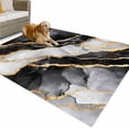 thumbnail image 1 of Outdoor Rug 5x8 ft Black and Gold Marble Texture Waterproof Outdoor Patio Rug Mat Non Slip Outside Area Rugs Carpet for RV,Camping,Porch,Deck,Pool,Balconybackyard,Abstract Lines, 1 of 9