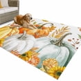 thumbnail image 1 of Outdoor Rug 5x8 ft Fall Thanksgiving Waterproof Outdoor Patio Rug Mat Non Slip Outside Area Rugs Carpet for RV,Camping,Porch,Deck,Pool,Balconybackyard,Orange Pumpkins Autumn Leaves Floral, 1 of 9