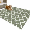 thumbnail image 1 of Outdoor Rug 5x8 ft Moss Green White Geometric Waterproof Outdoor Patio Rug Mat Non Slip Outside Area Rugs Carpet for RV,Camping,Porch,Deck,Pool,Balconybackyard,Minimalist Morocco Pattern, 1 of 9