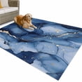 thumbnail image 1 of Outdoor Rug 5x8 ft Navy Blue and Gold Marble Texture Waterproof Outdoor Patio Rug Mat Non Slip Outside Area Rugs Carpet for RV,Camping,Porch,Deck,Pool,Balconybackyard,Abstract Lines, 1 of 9