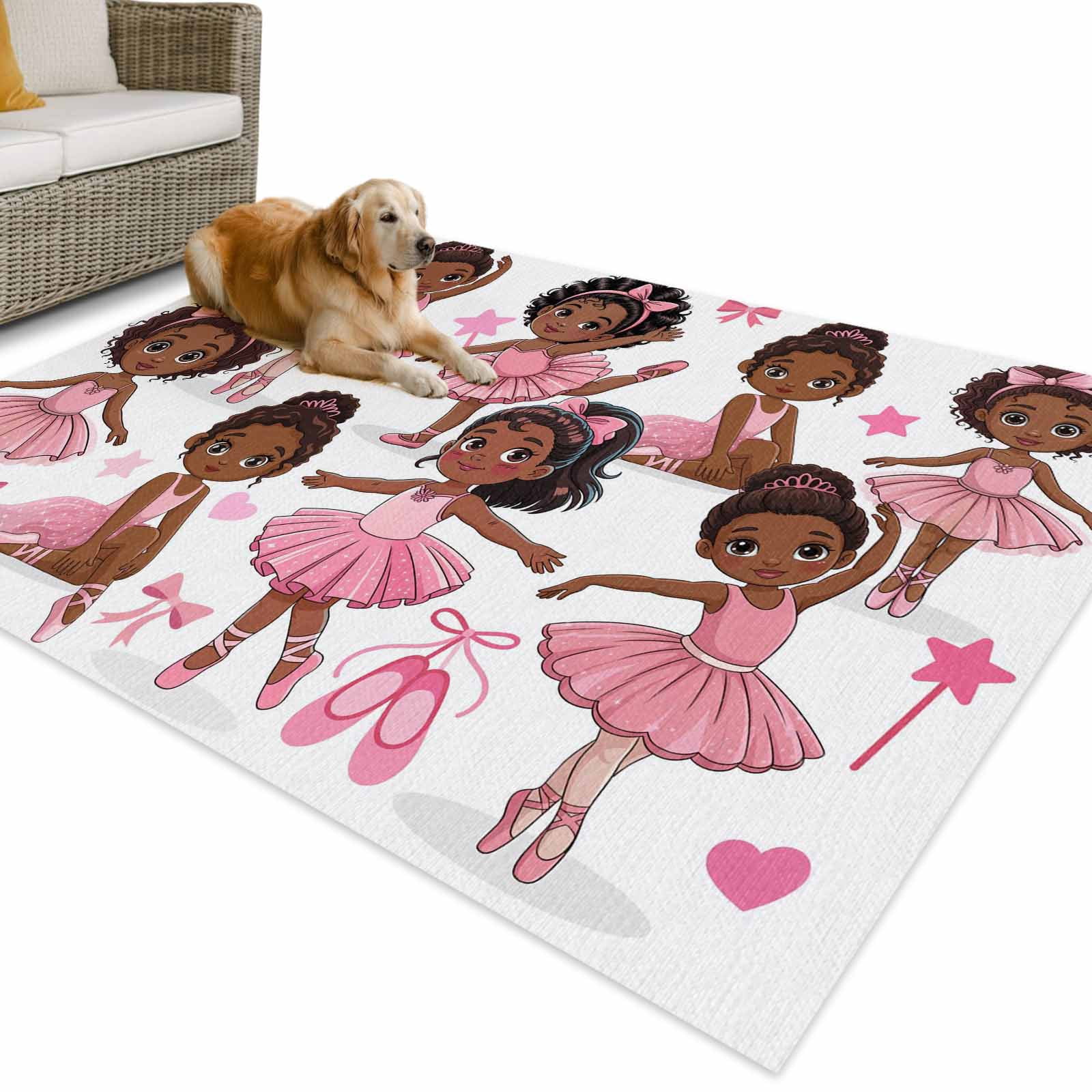 Outdoor Rug 5x8 ft Pink Bow Ballet Cute Girl Waterproof Outdoor Patio ...