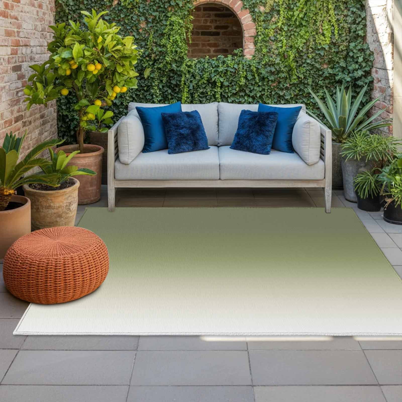 Outdoor Rug 5x8ft Sage Green Large Area Rug Ombre Indoor Outdoor Carpet Outdoor Rugs Mats for Patio Camping,RV,Front Door, Outside Decor