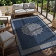 thumbnail image 1 of Outdoor Rug 6x9 Medallion Blue Modern Area Rugs For Indoor And Patios Kitchen Hallway Mats Washable Porch Deck Outside Carpet (medallion 6 X 9), 1 of 9
