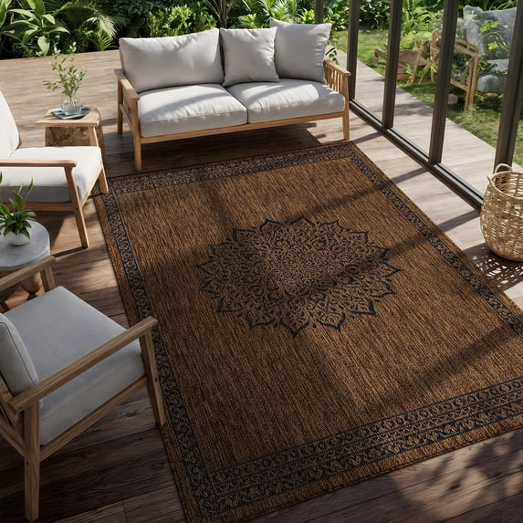 Outdoor Rug 6x9 Medallion Modern Area Rugs For Indoor And Patios Kitchen Hallway Mats Washable Porch Deck Outside Carpet (medallion 6 X 9)