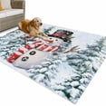 thumbnail image 1 of Outdoor Rug 6x9 ft Christmas Snowman Red Bird Waterproof Outdoor Patio Rug Mat Non Slip Outside Area Rugs Carpet for RV,Camping,Porch,Deck,Pool,Balconybackyard,Winter Blue Snowy Pine Forests, 1 of 9