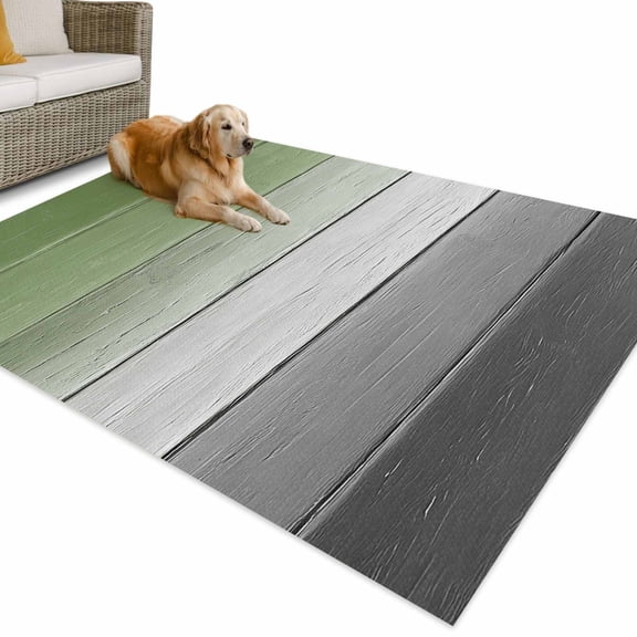Outdoor Rug 6x9 ft Farmhouse Rustic Wood Waterproof Outdoor Patio Rug Mat Non Slip Outside Area Rugs Carpet for RV,Camping,Porch,Deck,Pool,Balconybackyard,Sage Green Grey