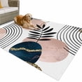thumbnail image 1 of Outdoor Rug 6x9 ft Mid Century Boho Waterproof Outdoor Patio Rug Mat Non Slip Outside Area Rugs Carpet for RV,Camping,Porch,Deck,Pool,Balconybackyard,Navy Pink Abstract Geo Leaf White, 1 of 9
