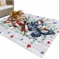 thumbnail image 1 of Outdoor Rug 6x9 ft Patriotic Butterfly 4th of July Waterproof Outdoor Patio Rug Mat Non Slip Outside Area Rugs Carpet for RV,Camping,Porch,Deck,Pool,Balconybackyard,Red Blue Stars Eucalyptus, 1 of 9
