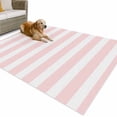 thumbnail image 1 of Outdoor Rug 6x9 ft Pink White Geometric Stripes Waterproof Outdoor Patio Rug Mat Non Slip Outside Area Rugs Carpet for RV,Camping,Porch,Deck,Pool,Balconybackyard,Minimalist Modern Art, 1 of 9