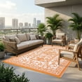 thumbnail image 1 of Outdoor Rug 8x10 Patio Waterproof, Reversible Plastic Straw Camping Rug, Botanical Grove Vintage Cottage core Outdoor Mat for RV, Deck, Picnic, Beach, Backyard, OrangeWhite, 1 of 8