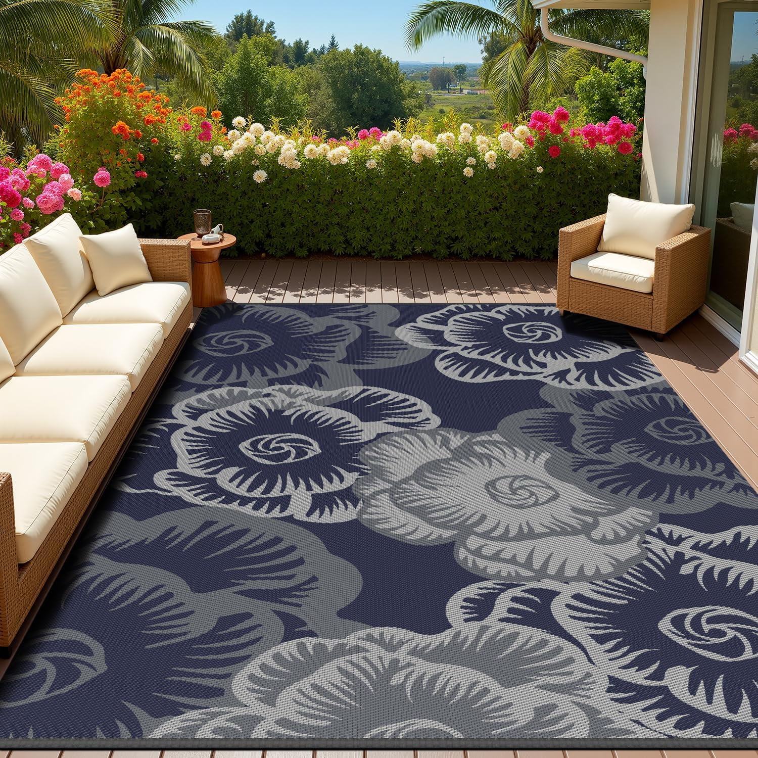 Outdoor Rug 8x10 Waterproof Patio Rug-Outdoor Carpet Mat Reversible ...
