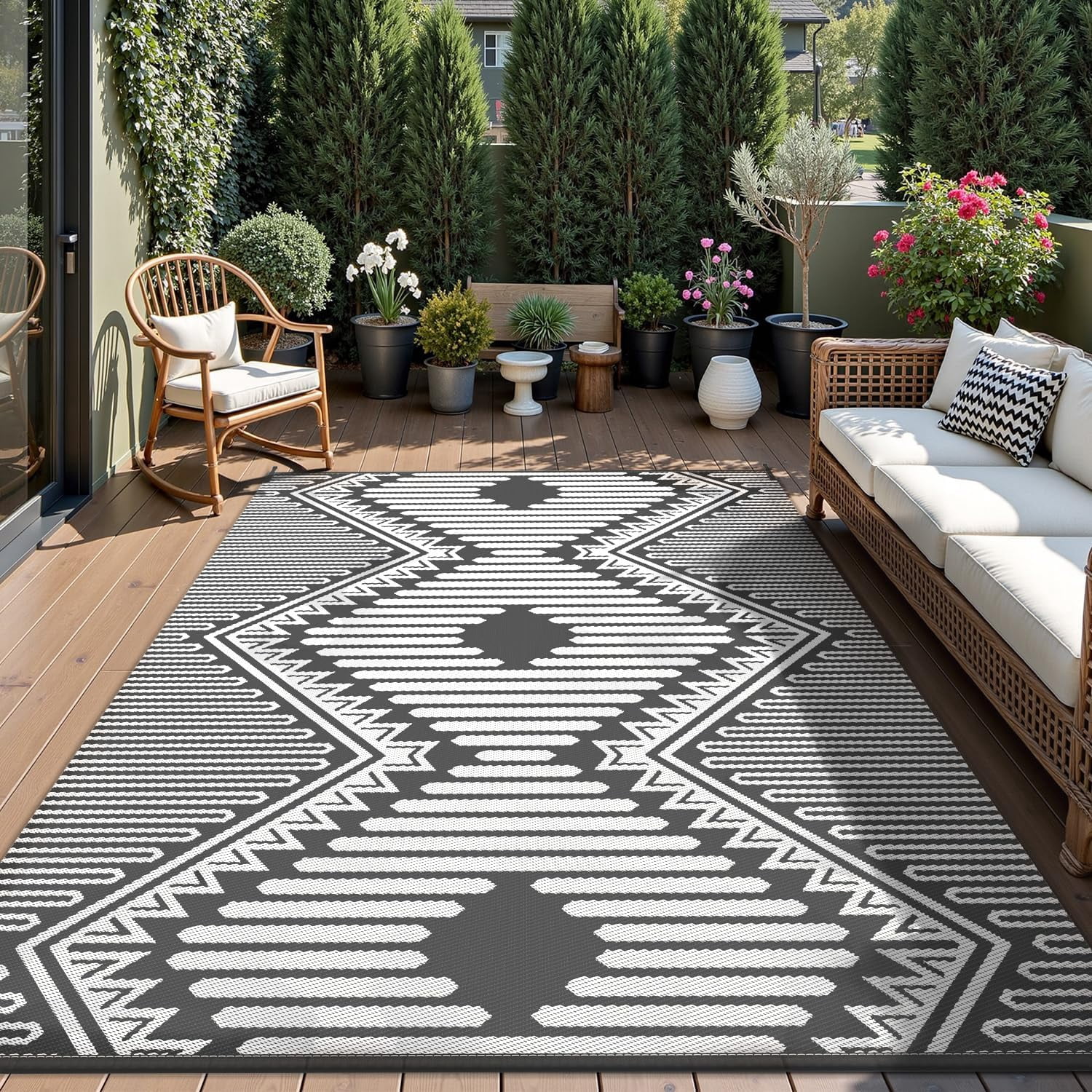 Outdoor Rug 9x12 Waterproof Patio Rug-Outdoor Carpet Mat Reversible ...