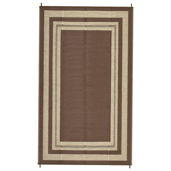Outdoor Rug 9x12ft - Reversible Waterproof Plastic Straw Area Carpet - Modern Geometric, Collapsible, Easy Clean for Backyard, Porch, RV, Camping, Beach - Peony Brown/Coffee 9x12ft