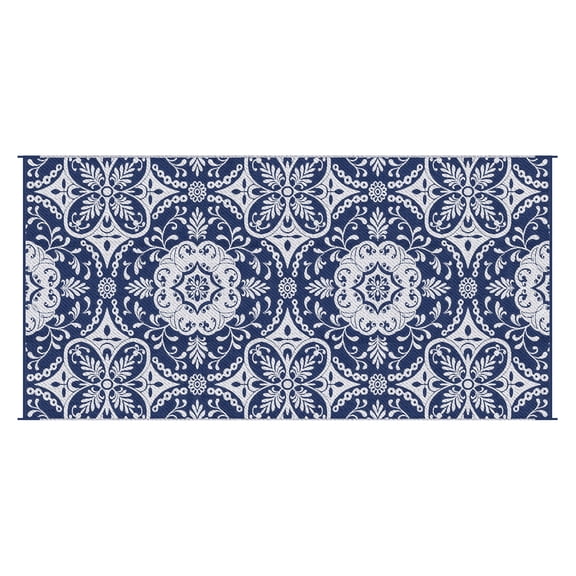 Outdoor Rug 9x18ft, Reversible Waterproof RV Patio Rug - Floral