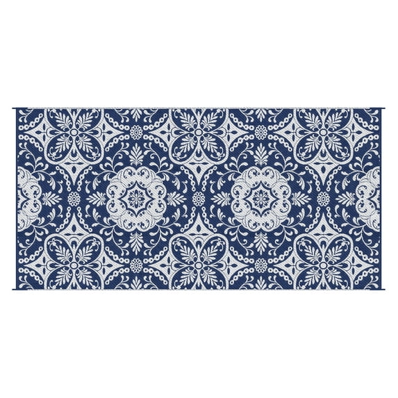 Outdoor Rug 9x18ft, Reversible Waterproof RV Patio Rug - Floral