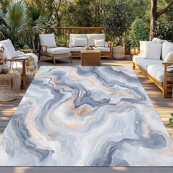 Outdoor Rug, Abstract Marble Texture Art Indoor Area Rug Outdoor Carpet RV Camping Rugs 3x5ft Luxury Dream Outside Mat for Patio Picnic Porch Deck Balcony Backyard
