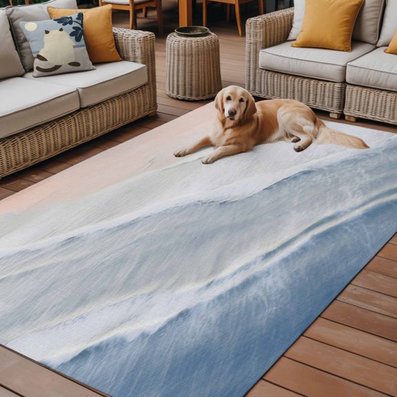 Outdoor Rug, Blue Waves Bohemian Beach Sand Indoor Area Rug Outdoor Carpet RV Camping Rugs 6x9ft Summer Coastal Nautical Outside Mat for Patio Picnic Porch Deck Balcony Backyard