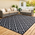 thumbnail image 1 of UNTIMATY 8'×10' Outdoor Rug Waterproof Patio Carpet Outdoor Area Rug Large Plastic Straw Mat for RV Camping Porch Deck Balcony, Black and Gray, 1 of 8