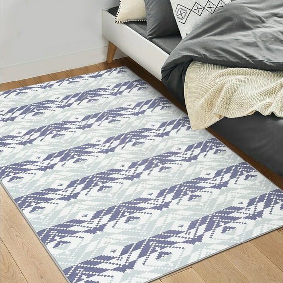 Outdoor Rug Carpet, 8x10 Ft Non Slip Washable Rug, Rustic Large Floor Mat, Modern Area Rug for Backyard Garden Picnic Beach Living Room Blue