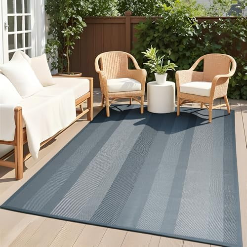 Outdoor Rug CarpetReversible Portable Plastic Straw Camping Rugs 5' x 8' Waterproof Mat Large Outdoor Area Rugs for PatioRV, Picnic, Backyard, Deck, Balcony, Porch, Beach, Grey$$Garden & Patio