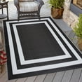 thumbnail image 1 of Outdoor Rug - Folded Design - Recycled Plastic Mat for Patio, Camping, Beach, Balcony, Porch, Deck - Weather, Water, Stain, Lightweight, Fade and UV Resistant - Paris- Black & White, 1 of 5