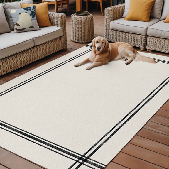 Outdoor Rug for Patio 3'x5',Modern Minimalism Pure Beige Non-Slip Area Rugs Washable Carpet Indoor Rug,Cracker Khaki Solid Color Non-shedding Floor Mats for Porch Living Room Deck