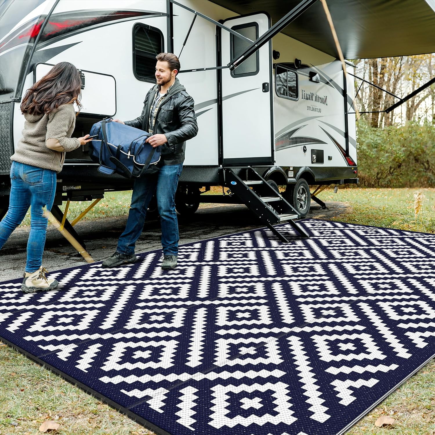 Outdoor Rug for Patio Clearance, 10'x14' Waterproof Large Camping Mat ...