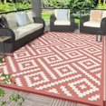 thumbnail image 2 of BalajeesUSA 6x9 Ft Outdoor Plastic Straw Rug – Grey/Teal Chevron, Reversible Patio Mat 2 of 5