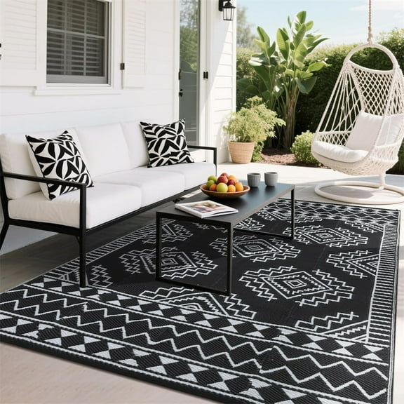 Outdoor Rug for Patio Waterproof 8×10ft/9×12ft/9×18ft Outdoor Reversible Plastic Straw Rug Large RV Mat Outside Camping Carpet for Deck Backyard Balcony Picnic Garden Picnic
