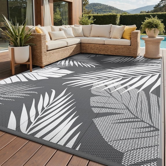 Outdoor Rug for Patio,Waterproof Reversible,Non-Slip Large Area Rug for Camping, RV, Deck, Balcony, Backyard, Multiple Sizes & Patterns