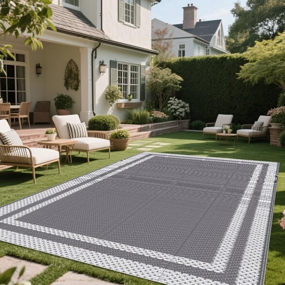 Outdoor Rug for Patio,Waterproof Reversible,Non-Slip Large Area Rug for Camping, RV, Deck, Balcony, Backyard, Multiple Sizes & Patterns