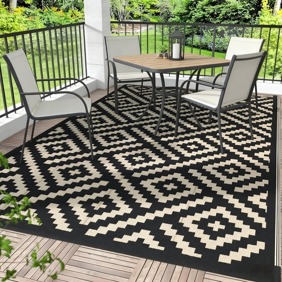 Outdoor Rug for Patio,Waterproof Reversible,Non-Slip Large Area Rug for Camping, RV, Deck, Balcony, Backyard, Multiple Sizes & Patterns